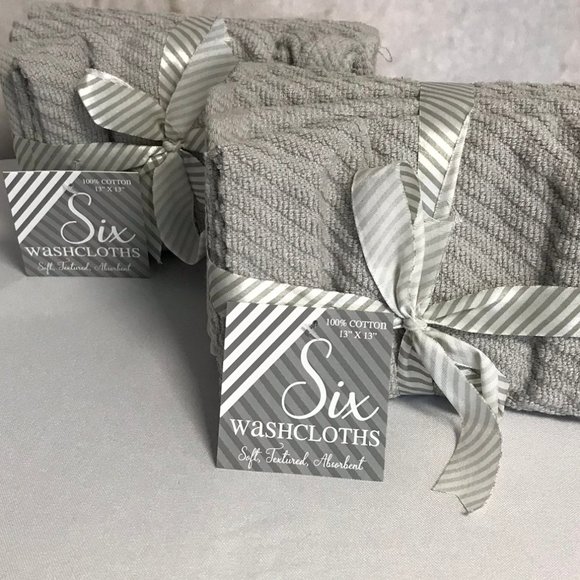 6 Washcloths Grey Gray NWT 2 sets - Picture 1 of 7